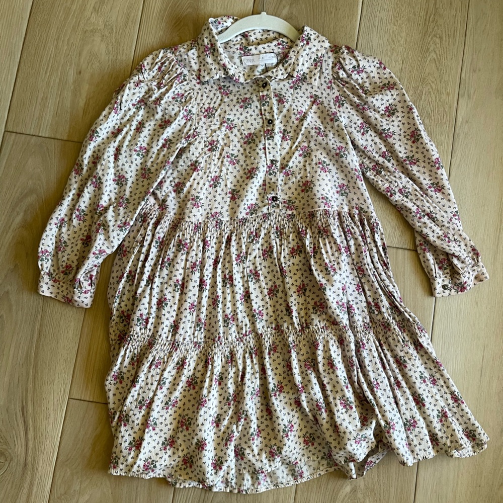 ZARA girls pink floral dress size 9